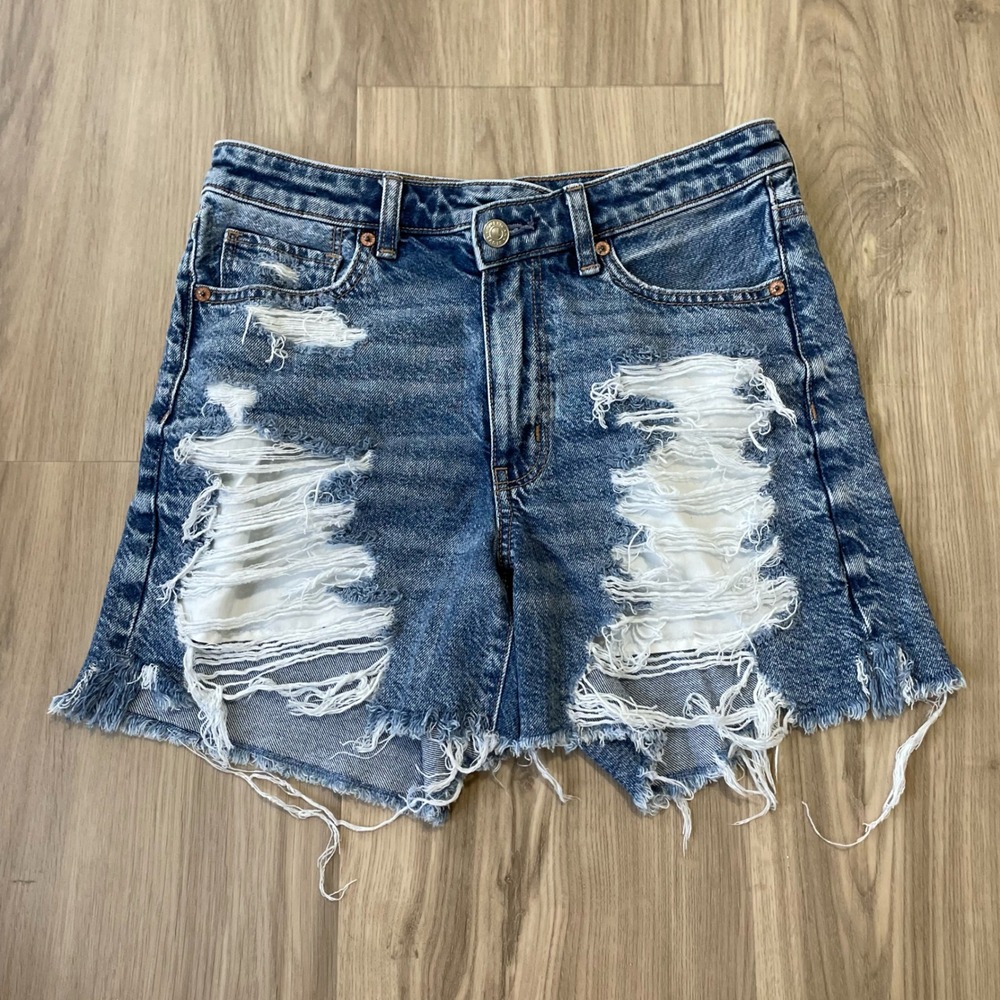 American Eagle High Waisted Distressed Denim Shorts